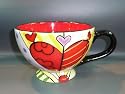 6035O /Tasse Milchkaffee Tasse XXL Mug / Dekor Pop Art Herz Orange / Keramik / ( Innenseite der Tasse Orange )