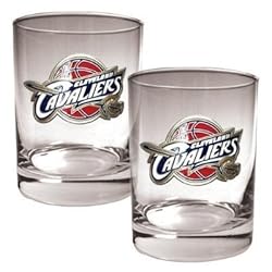 Cleveland Cavaliers 2pc Rocks Glass Set - Primary Logo NBA Basketball