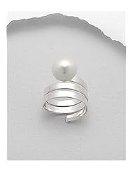White Reconstructed shell Ring In 92.5 Sterling Silver