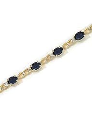 14kt Yellow Gold Oval Blue Sapphire and Diamond Bracelet