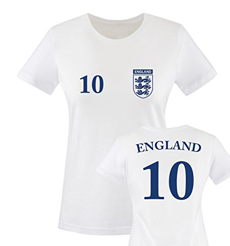 EM 2016 – TRIKOT – EM 2016 – ENGLAND – 10 – Damen T-Shirt – Weiss / Blau Gr. S