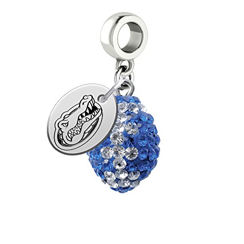 Florida Gators Crystal Football Drop Charm Fits All European Style Bracelets