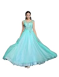 A-line Chiffon Sleeveless Keyhole Sequined Applique Beaded Floor Length Homecoming Dress/Prom Dress/Wedding Party Dress 