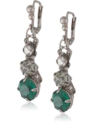 Sorrelli "Viridescence" Trio Crystal Silver-Tone French Wire Drop Earrings