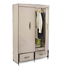 Honey-Can-Do WRD-01274 Ultra-Deluxe 43-Inch Wide Storage Closet with Heavy Duty Doors and Two-Drawers, Cream:  Home &amp; Kitchen