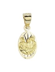 14k Yellow Gold, Baptism Christening Pendant Charm Oval 9mm Wide