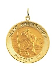 14K Yellow Gold 25.00 mm St. Christopher Medal
