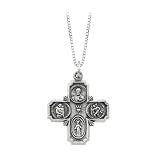 Sterling Silver 19 x 17.75 MM Four Way Cross Pendant with Chain