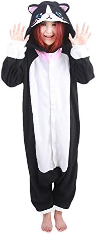 Irises Christmas Onesie Anime Pajamas Adult Cosplay Costume Warm Sleepsuits Black Cat XL