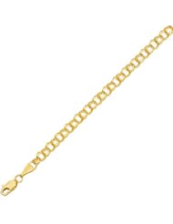 6" 14K Yellow Gold Polished Diamond Cut Double Link Charm Bracelet w/ Lobster Clasp