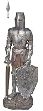Sporting Goods : Large Medieval Knight in Suit of Plate Mail Armor with Lance and Shield - Hand Painted Statue - Very Detailed