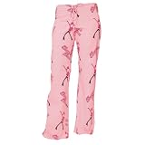 Low Rise Dance Diva Figural Pink Fun Print Novelty tie cord jersey cotton pants for lounging, sleep, sports. Ladies relaxed fit, available in 5 Adult Sizes