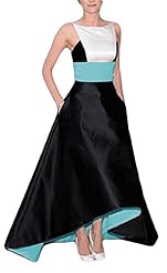 Sexy Satin Bateau Neck Floor Length Lace Backless Asymmetric Evening Dress/Prom Dress/Party Dress  With a Sash 