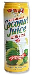 Amy & Brian Natural Coconut Juice with Lime, 12 - 17.5 Ounce Cans