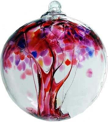 Kitras Art Glass Tree of Enchantment Love Blown Glass Witch Ball Ornament 6"
