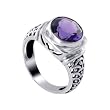 11 MM Round cut Amethyst .925 Sterling Silver 5 MM Band Ring Size 7