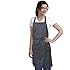 ProChef Premium Bib Apron with Pockets for Women and Men - Stylish Black Apron with White Pinstripe 27 in x 31.5 in