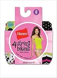Hanes Womens 100% Cotton Fashion String Bikini 4 Pack # SK45F1