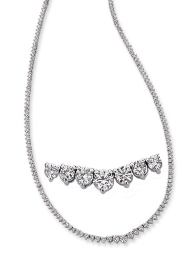 14K White Gold 7.91cttw Round Diamond Necklace 