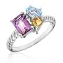Amethyst, Blue Topaz and Citrine Ring, Size 7