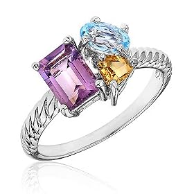 Buy Amethyst, Blue Topaz and Citrine Ring, Size 7 by Reeds