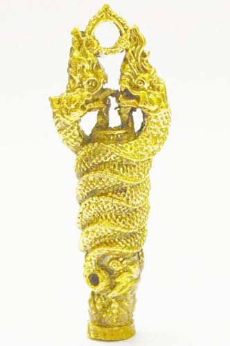 Amulets Land Thailand Amulets DUO Naga Thai Amulet Brass Takrud Pendant Help Success, Good Luck