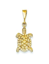 14K Yellow Gold Sea Turtle Charm Pendant Jewelry