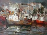 12X16 inch Impressionism Canvas Art Repro Fashing Boats