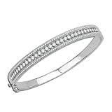 14K White Gold Diamond Bangle Bracelet