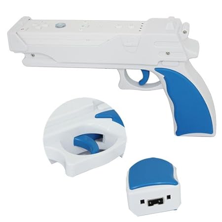 Skque Light Gun Controller for Nintendo Wii, White, Blue