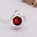 NYKKOLA Jewellery Hot Fashion Silver Beautiful Crystal Ruby Pendant Necklace
