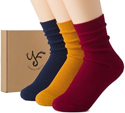 Yonovo Fabric Women's Solid Color Cotton Socks (3 Pack in Gift Box)Shoe Size 4-9