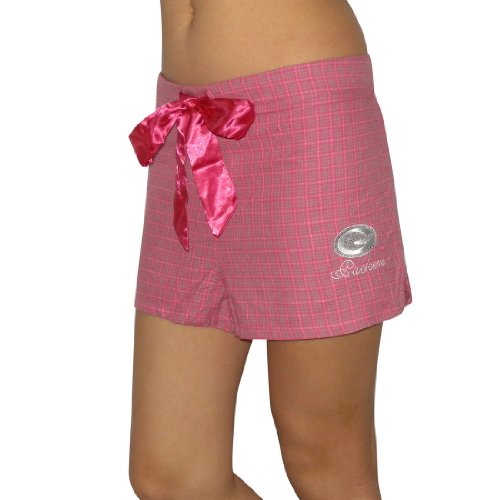 Womens NFL Green Bay Packers Plaid Cotton Pajama Lounge Shorts with Embroidered Logo - Pink (Size: L)