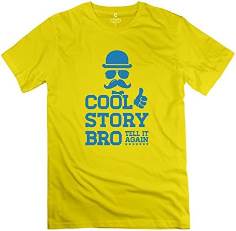 TGRJ Men's Tees - Cute Like USA America American Cool Story Bro Boss T-shirt Yellow Size L
