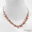 PILGRIM SKANDERBORG, DENMARK Stylish Necklace With Crystals and Faux pearls Beautifully Designed in Silver Base metal and Orange Enamel. Total item weight 21.5g
