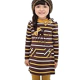 （ワボーズ） Waboats子供セット　ガールストライプ柄子供長袖シャツとウサギ柄レギンス　 花柄 発表会 結婚式 入園式 演奏会　セット　ブラウン　140