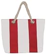 Cotton Canvas Ruby Red and White Striped Bag with Rope Handle 18"Lx6W"x13.5"H