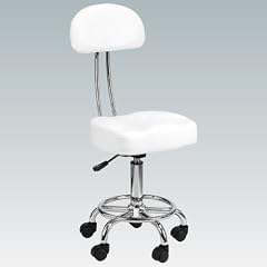 Arbeitshocker mit R�ckenlehne und gepolsterter Sitzfl�che, wei�