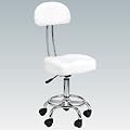 Arbeitshocker mit R�ckenlehne und gepolsterter Sitzfl�che, wei�
