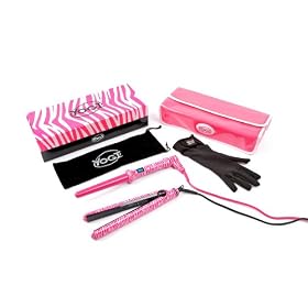 Yogi Hair Straightener and Wand Gift Pack Pink Zebra Design