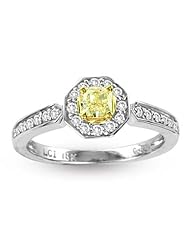 0.56ct tw Natural Fancy Yellow Diamond Fashion Ring 18K Gold