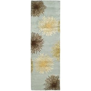 Safavieh Soho Collection Explosions Handmade Light Blue New Zealand Wool Area Runner