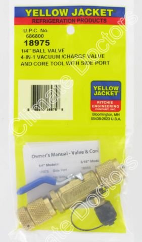Yellow Jacket 18975 1/4 Vacuum Charge Valve w/Side Port