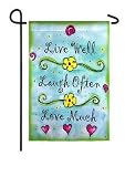 Live Well ~ Laugh Often ~ Love Much Garden Flag