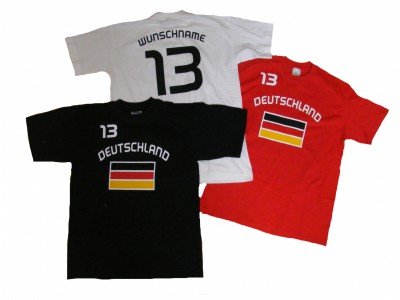 Fanshirt zur EM mit Wunschname und Nr. Deutschland
