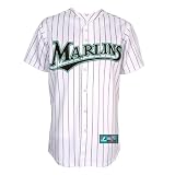 MLB Youth Florida Marlins Josh Johnson White/Black Pinstrpe Home Short Sleeve 6 Button Synthetic Replica Baseball Jersey Spring 2011