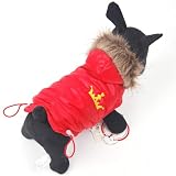 【全5色】ドッグウェア　犬服のベスト　秋冬服　犬のジャケット　パーカ　レッド (XXLサイズ（首回り41cm * 着丈42cm * 胴回し60cm)8105-5)