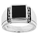 Sterling Silver Square Onyx Men's Ring, Size 9