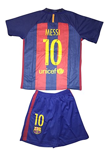 2016/2017 BARCELONA MESSI HOME KIDS JERSEY & SHORTS (X-Large (ages 10-11))