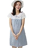 【TPGROWIN】 マタニティ ウェア ワンピース チェック柄 Aライン カジュアル コットン 出産 外出着 妊婦服 (XL, ブルー)
